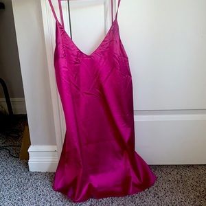 Hot pink silk dress with open back from Showpo
